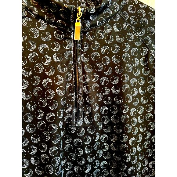 Womens Long Sleeve Top SPF 50 Golf Ball Print Graphic Golf Black Fun Slimming M - Picture 1 of 9